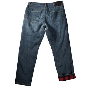 Eddie Bauer Jeans Men's 34x30 Dark Wash Flannel Lined Buffalo Plaid Cotton Blend